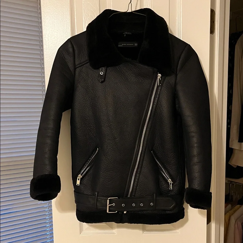 Zara Black Shearling Lined Jacket - Picture 2 of 5